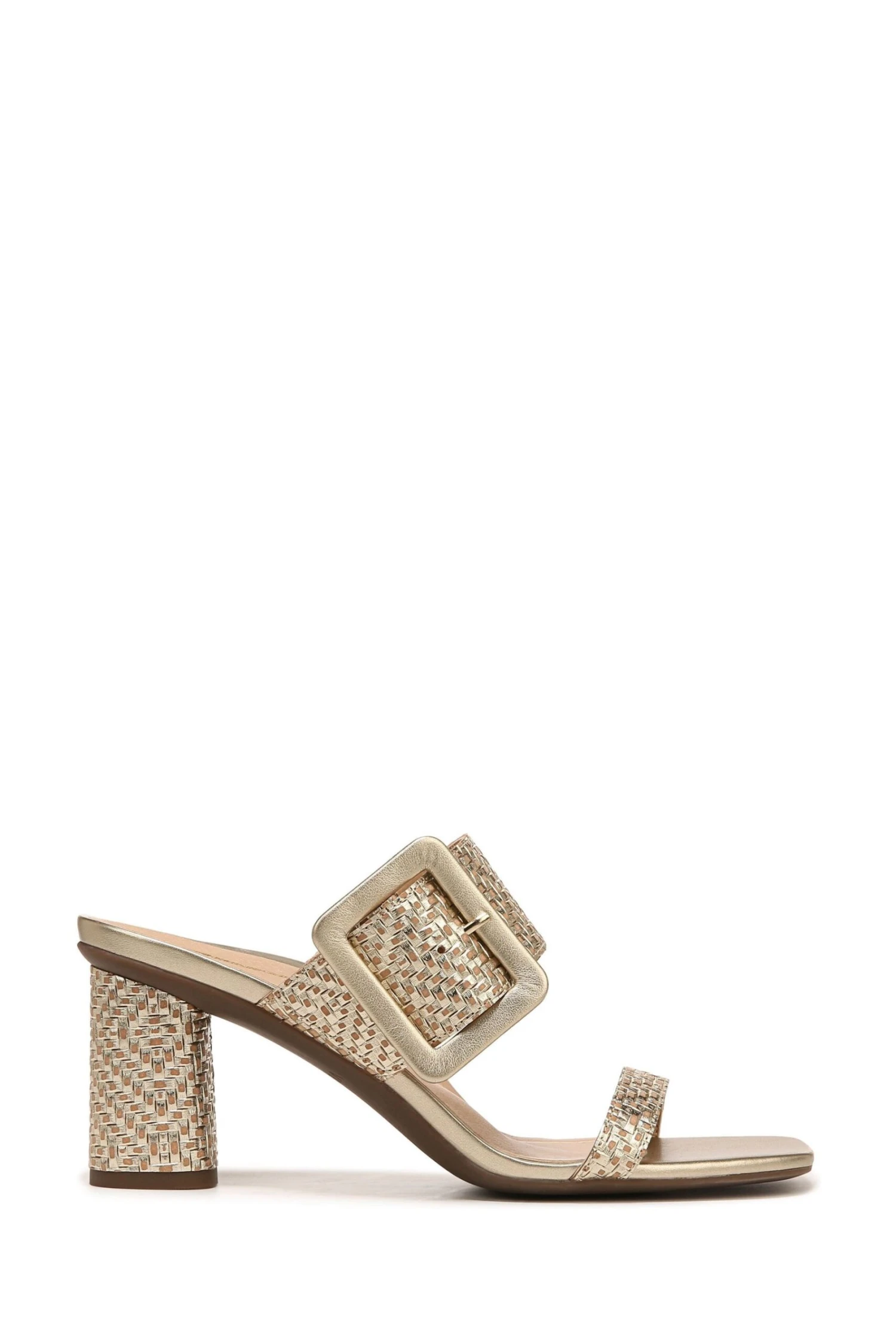 Vionic Gold Tone Tumbled Leather Brookell Slides