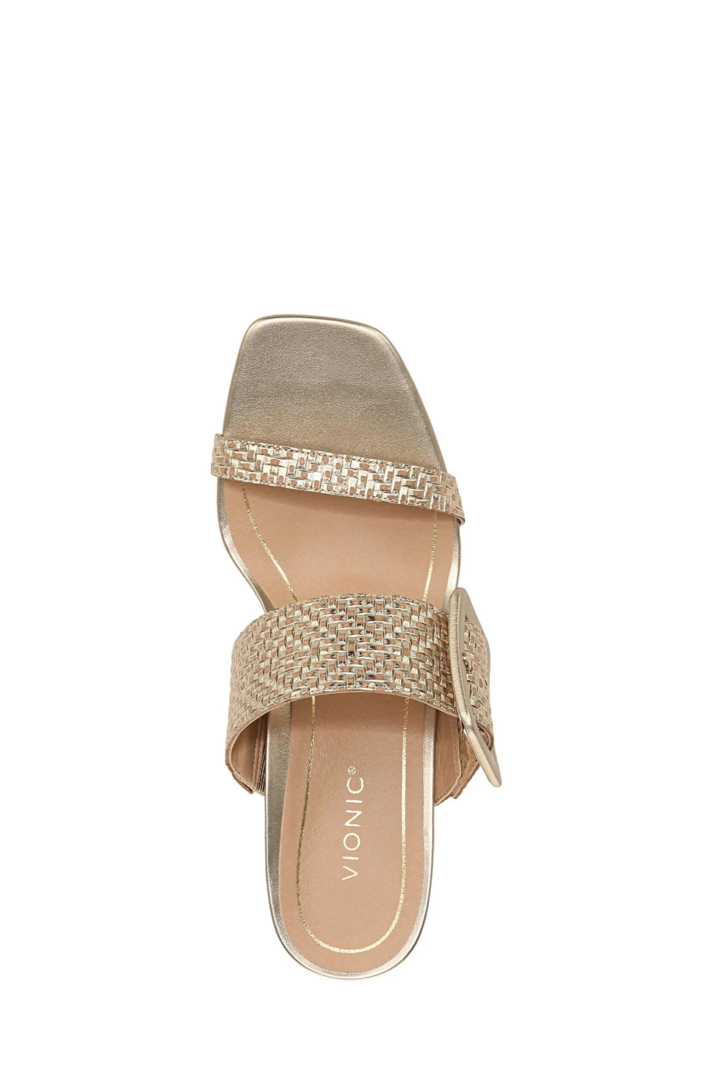 Vionic Gold Tone Tumbled Leather Brookell Slides - Image 5