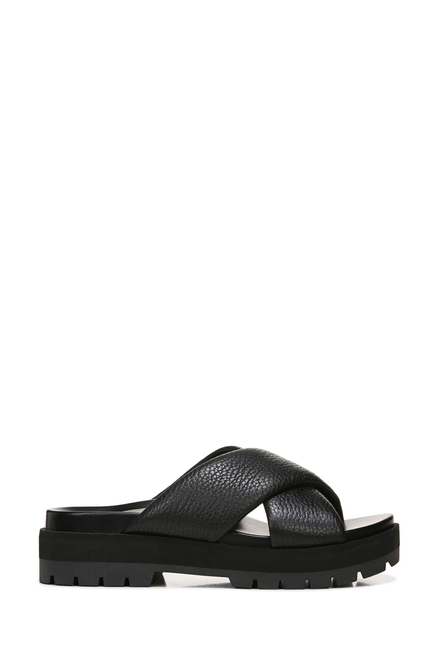 Vionic Black Tumbled Leather Vesta Slides