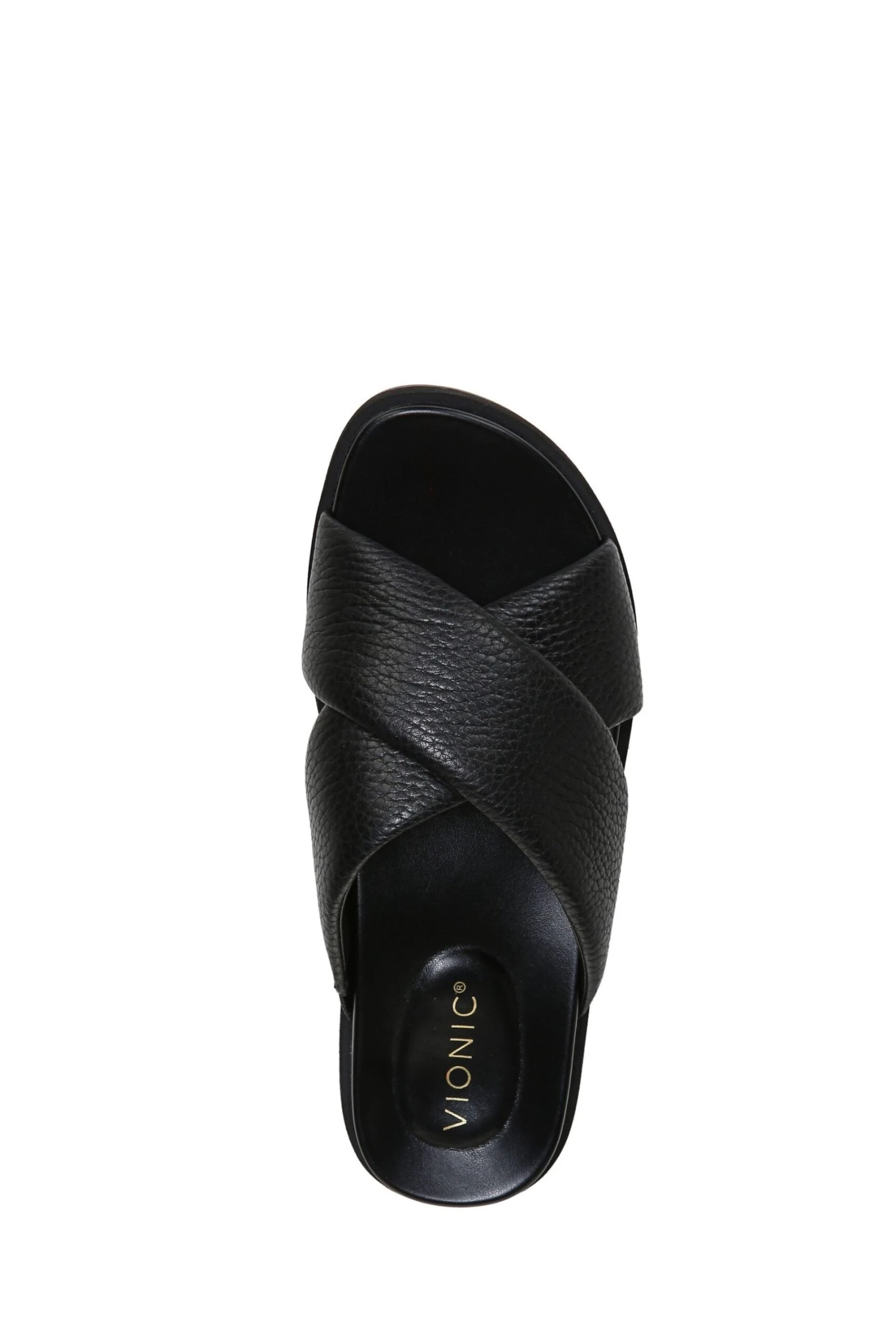Vionic Black Tumbled Leather Vesta Slides - Image 5