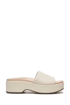 Vionic Cream Tumbled Leather Trista Slides
