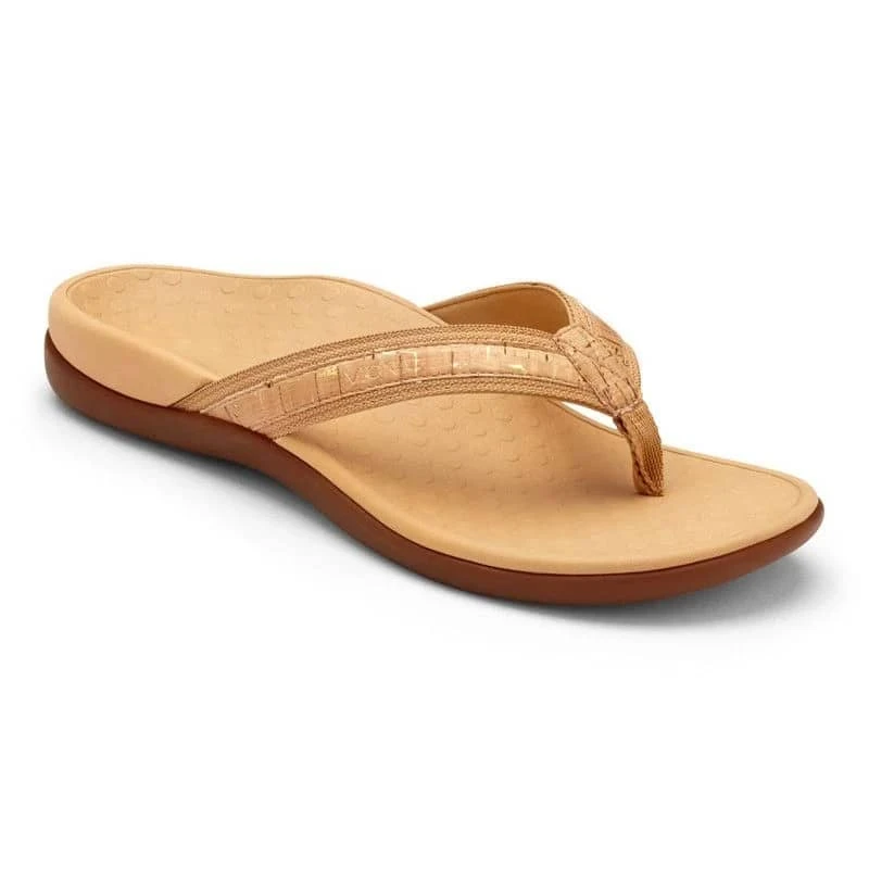 Vionic Women's Tide II Toe Post Sandals Gold Cork - Image 2