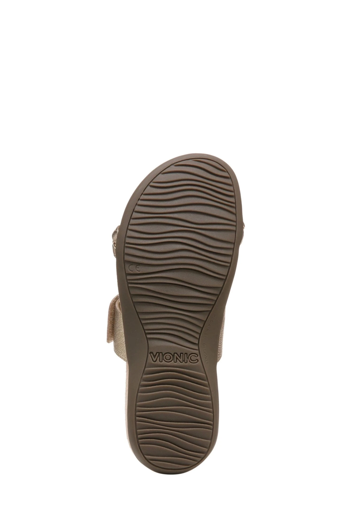 Vionic Gold Metal Tumbled Leather Jeanne Slides - Image 6