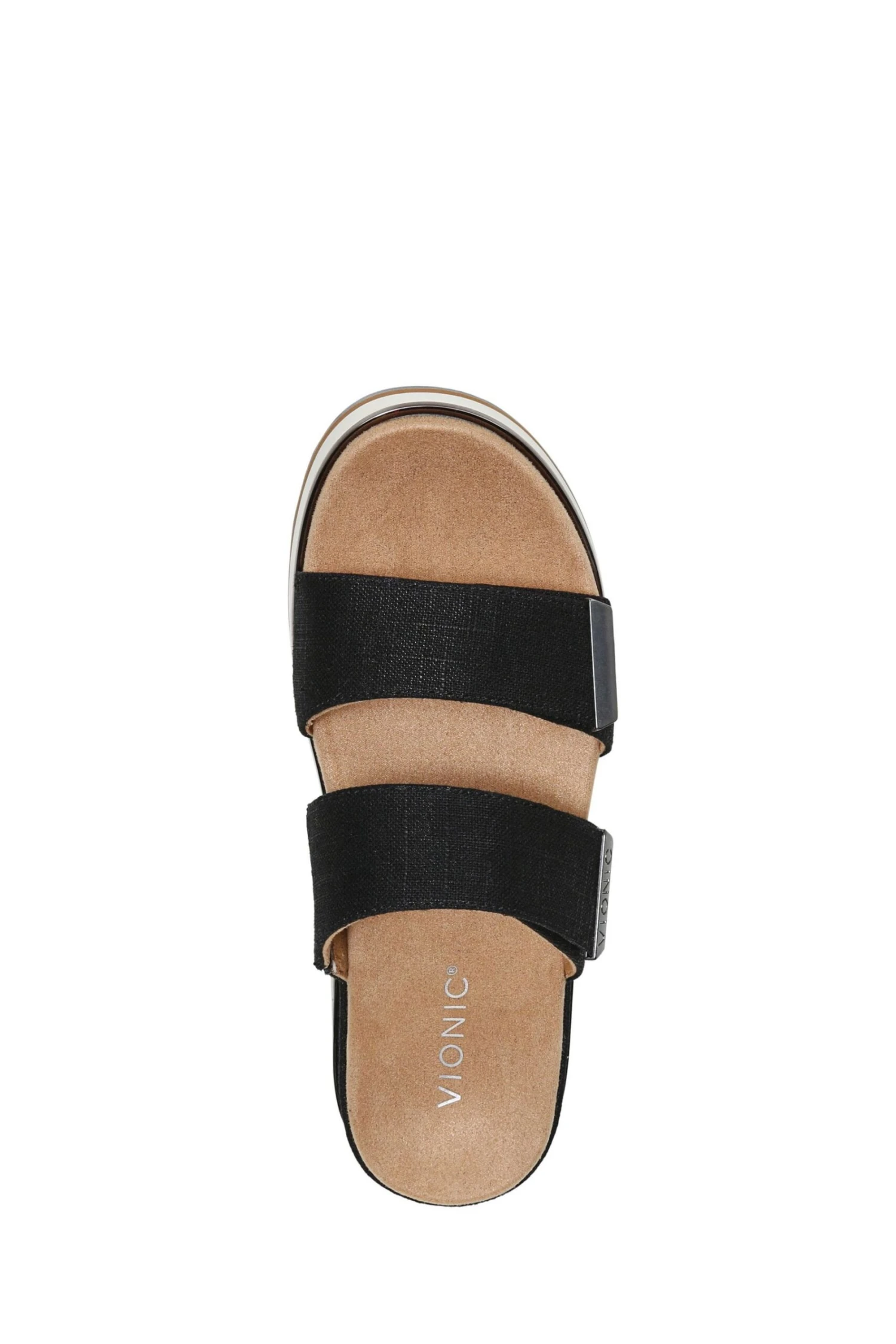 Vionic Black Linen Brandie Slides - Image 3