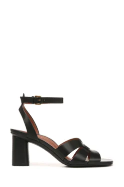 Vionic Black Marrin Leather Heeled Sandals