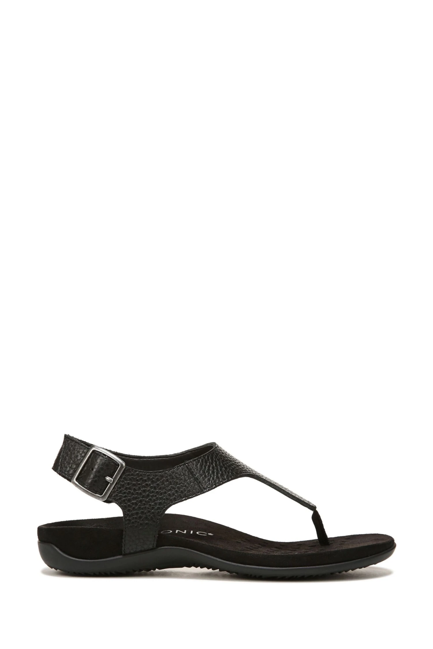Vionic Terra Black Tumbled Leather Sandals