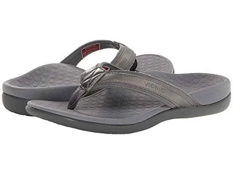 Vionic Women's Tide II Toe Post Sandals Pewter Metallic - Image 2