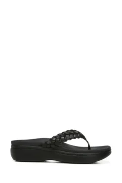 Vionic Kenji Thong Black Wedge Sandals