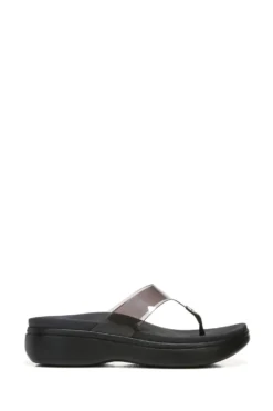 Vionic Luminous Thong Black Wedge Sandals