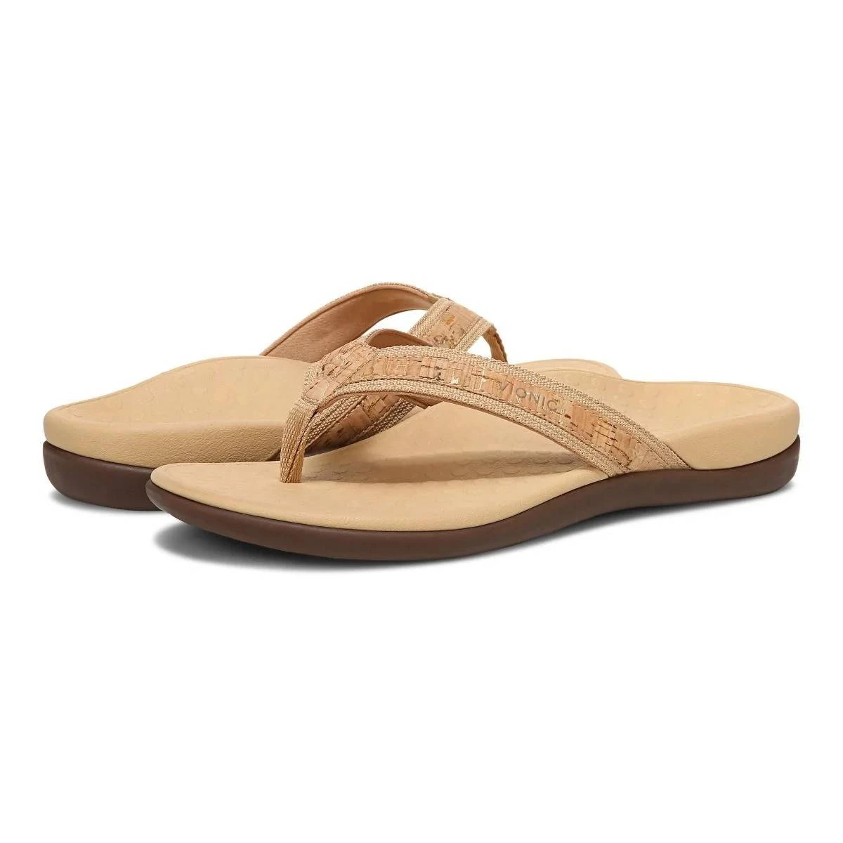 Vionic Women's Tide II Toe Post Sandals Gold Cork - Image 5