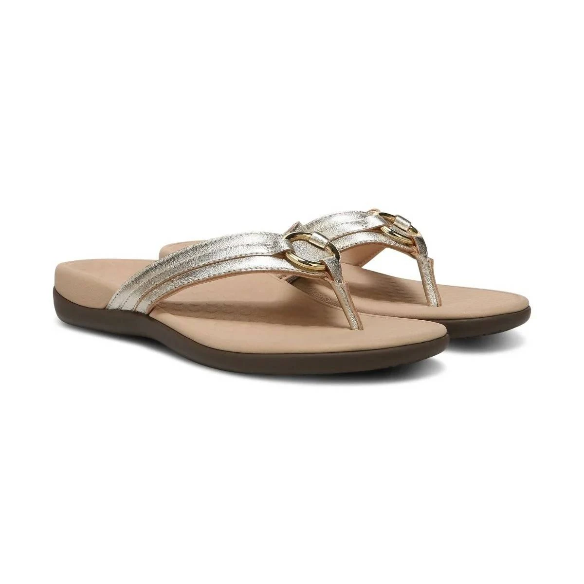 Vionic Women's Aloe Smooth Toe Post Sandal Champagne - Image 5