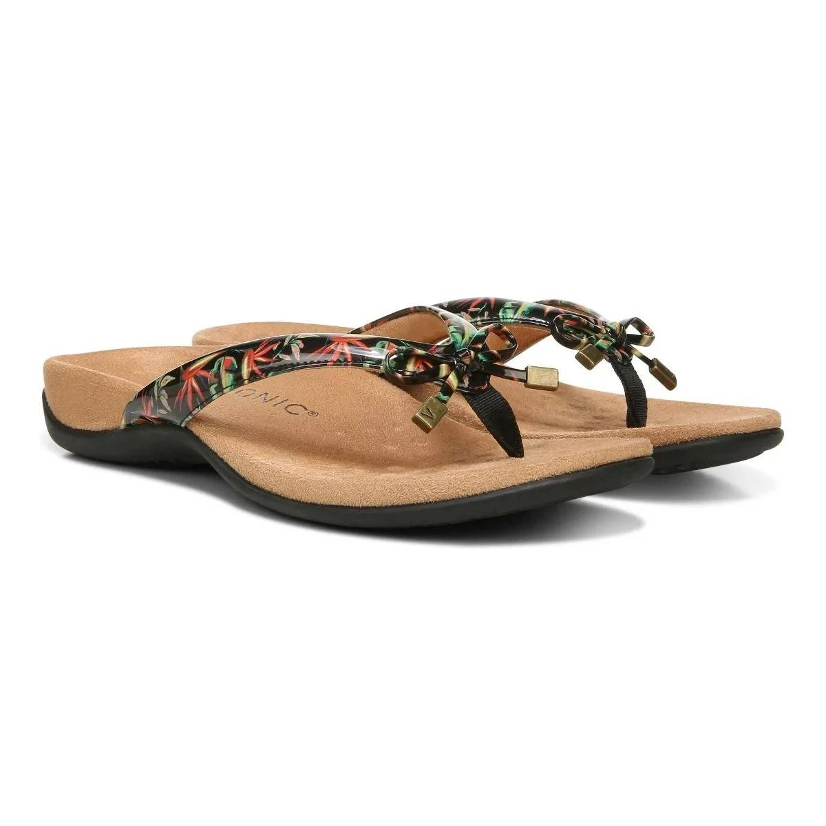 Vionic Women's Bella Toe Post Sandals Black Tropical - Image 5